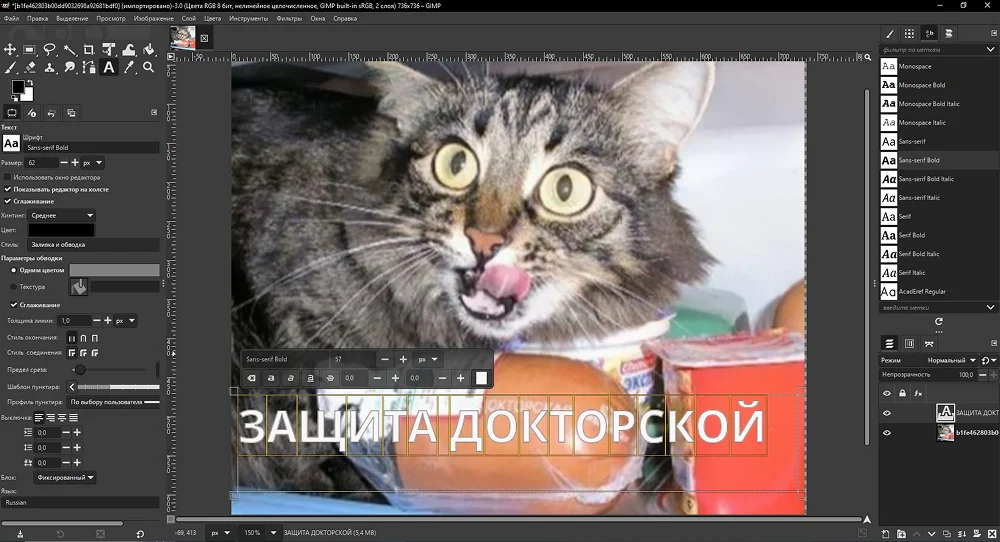 интерфейс программы GIMP